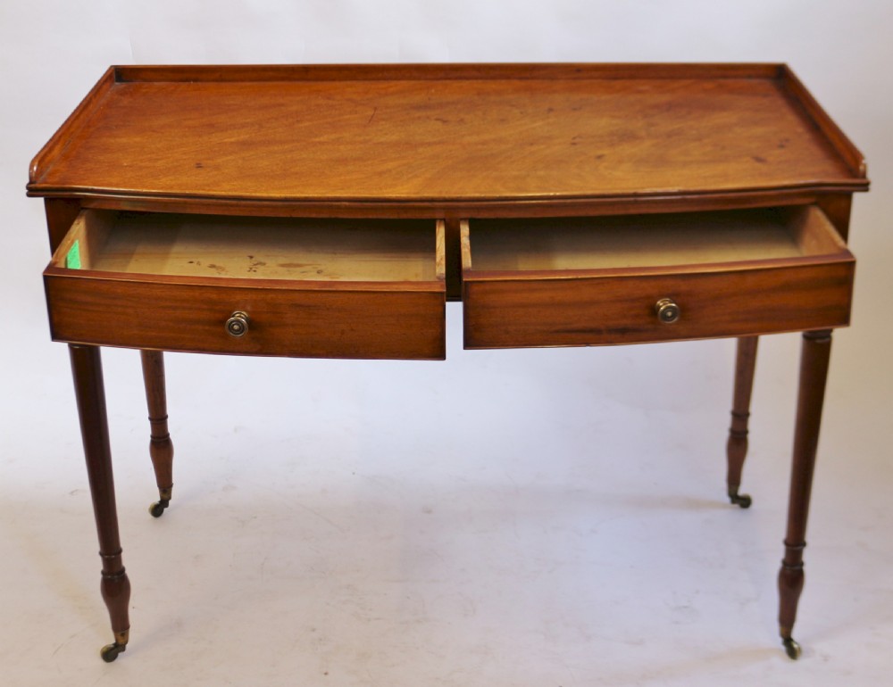 George 1V Mahogany Bow Front 2 Drawer Side Table View II