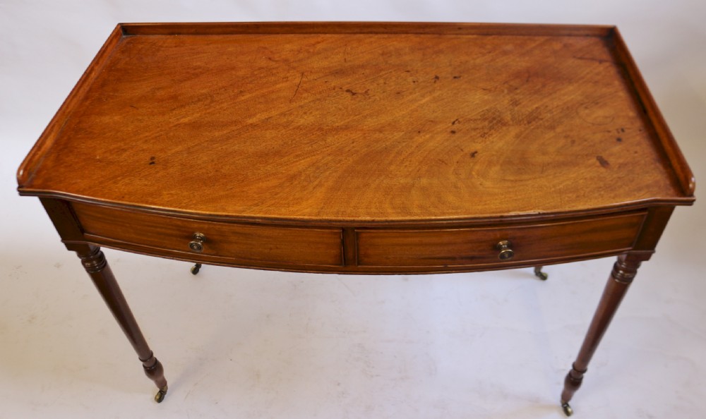 George 1V Mahogany Bow Front 2 Drawer Side Table View III