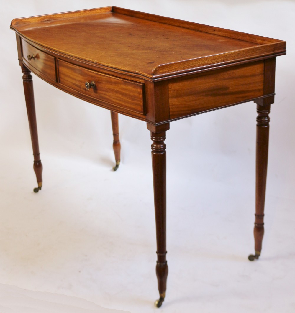 George 1V Mahogany Bow Front 2 Drawer Side Table View V