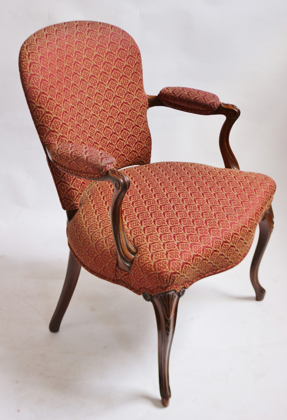 Late 19C Hepplewhite Style Open Armchair on Slender Cabriole Legs View II