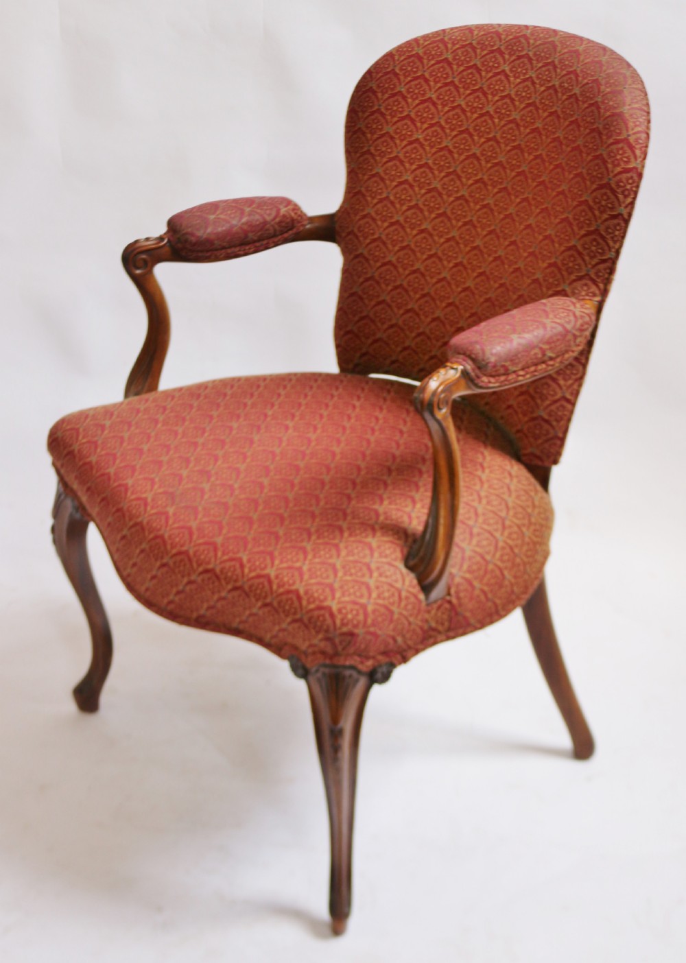 Late 19C Hepplewhite Style Open Armchair on Slender Cabriole Legs View III