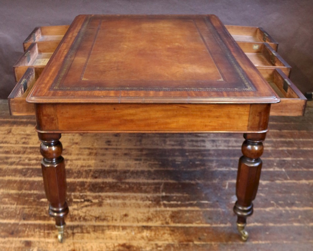 William 1V Mahogany 6 Drawer Partners Writing Table by W. Priest View V