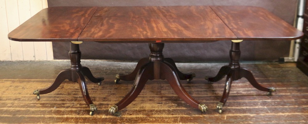 George 111 Mahogany 3 Pillar Dining Table with 2 Extra Leaves View II