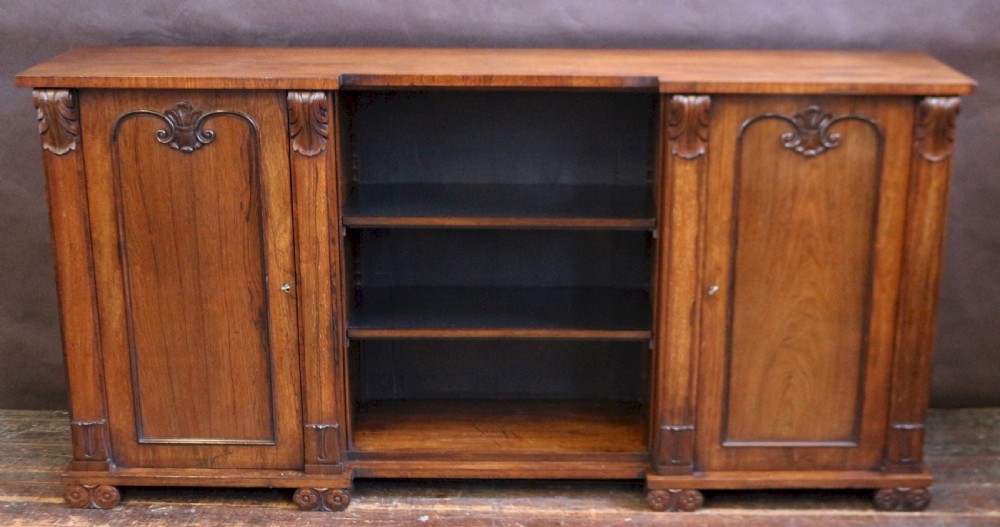 William 1V Rosewood Inverted Breakfront 2 Door Side Cabinet by Meakin