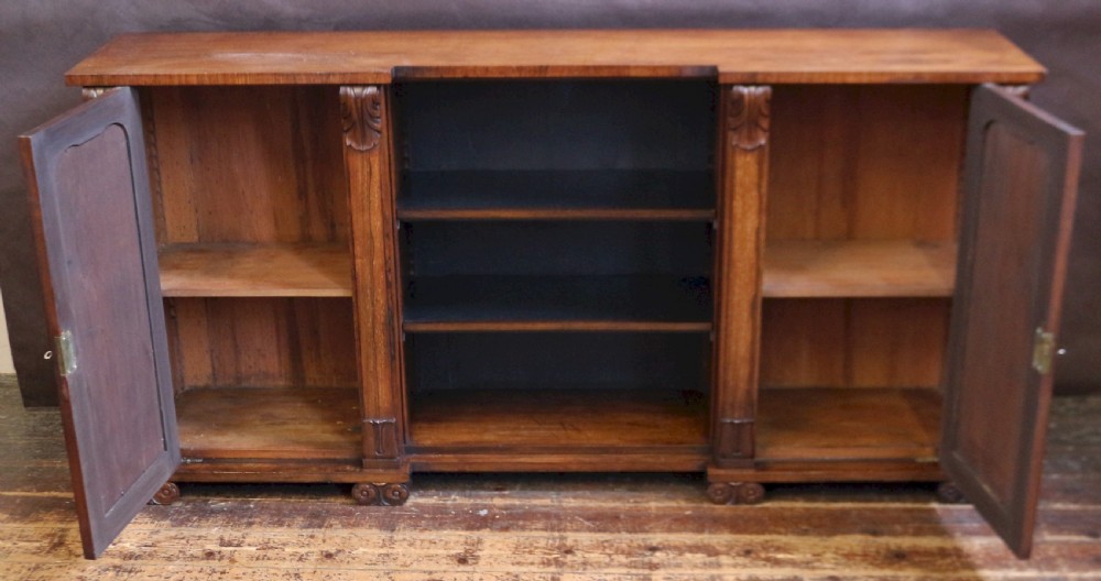 William 1V Rosewood Inverted Breakfront 2 Door Side Cabinet by Meakin View II