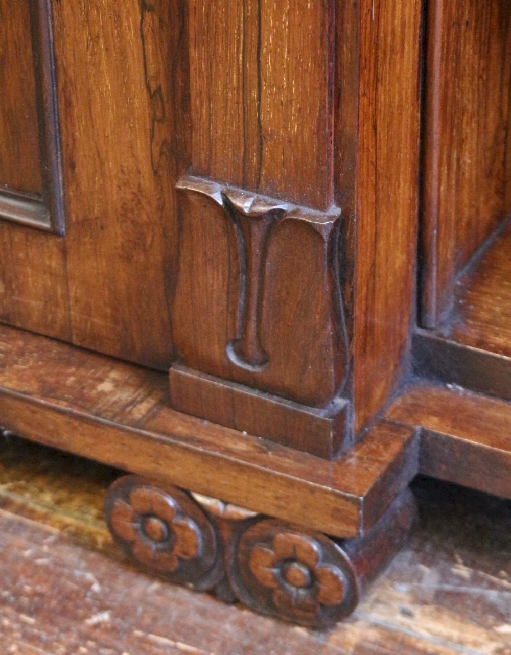 William 1V Rosewood Inverted Breakfront 2 Door Side Cabinet by Meakin View XI