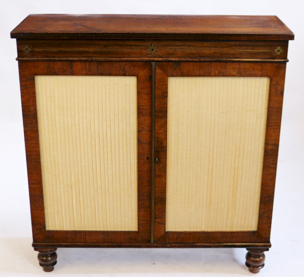 Regency Rosewood 2 Door Brass Inlaid Side Cabinet.