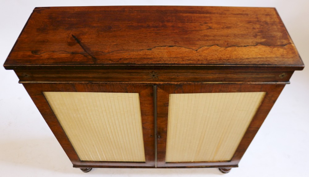 Regency Rosewood 2 Door Brass Inlaid Side Cabinet. View III