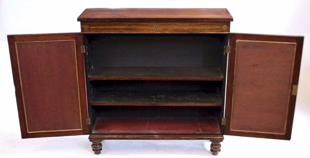 Regency Rosewood 2 Door Brass Inlaid Side Cabinet. View IV
