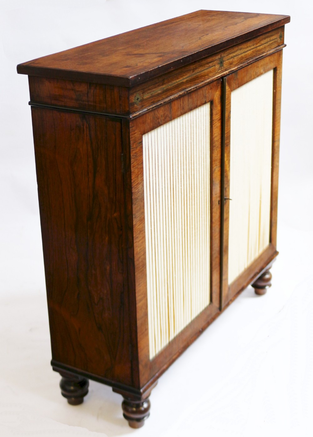 Regency Rosewood 2 Door Brass Inlaid Side Cabinet. View V