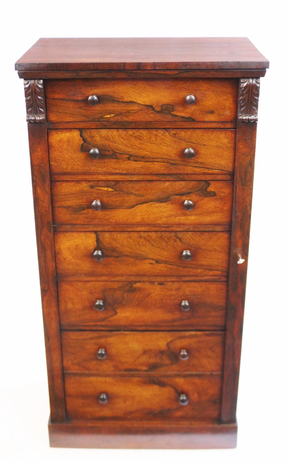Early Victorian Rosewood 6 Drawer Wellington Chest