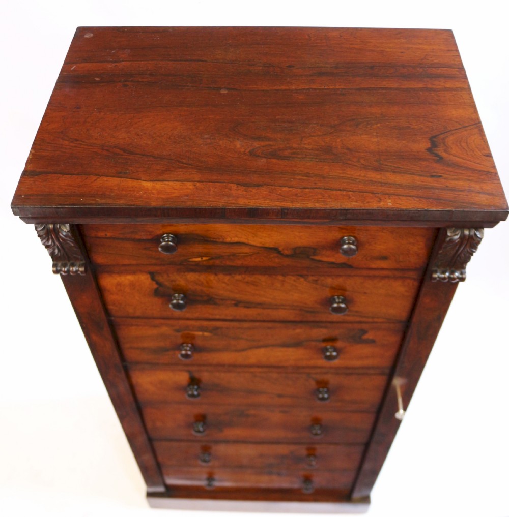 Early Victorian Rosewood 6 Drawer Wellington Chest View VI
