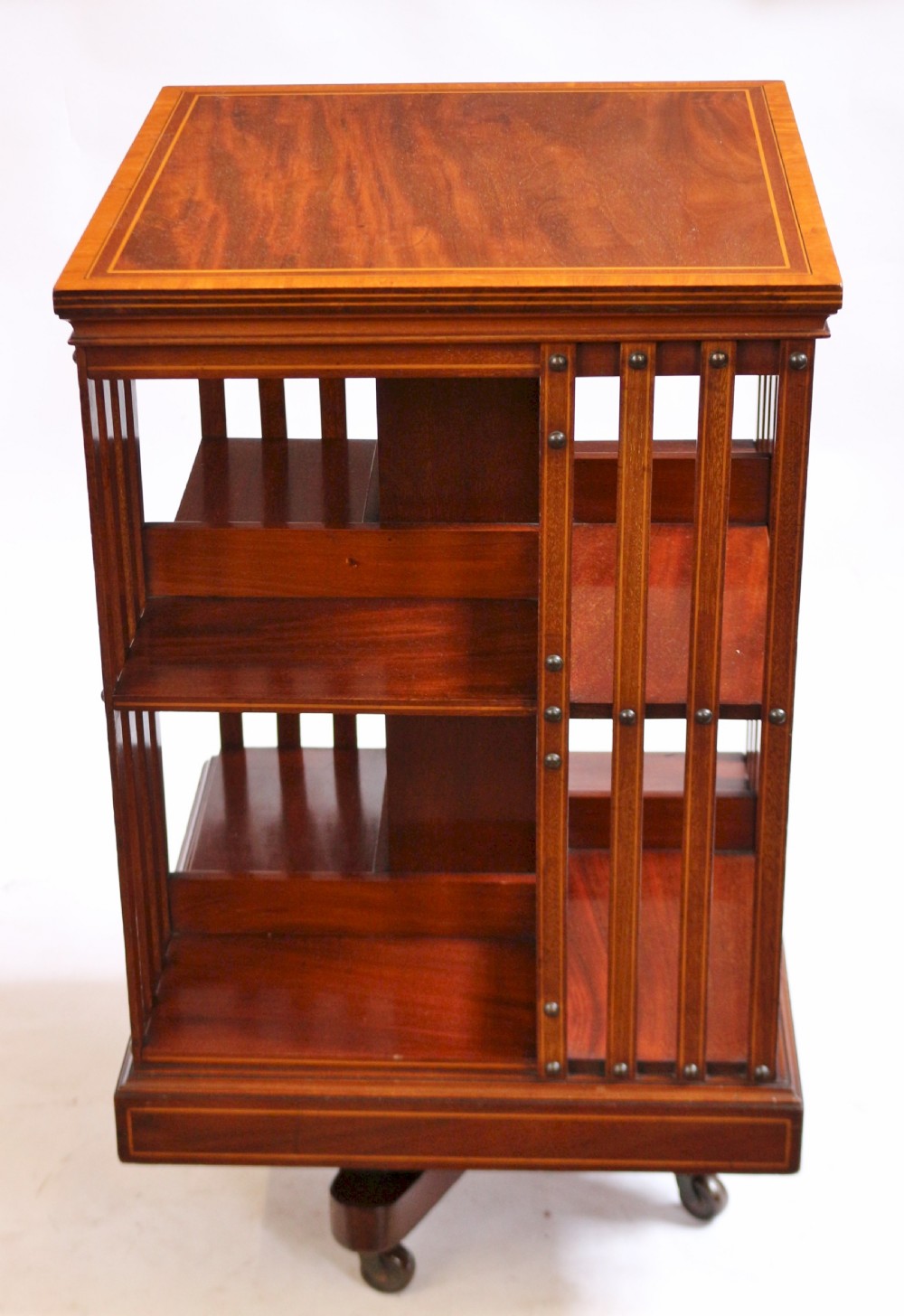 Fine Quality Mahogany Inlaid Revolving Bookcase by Maples