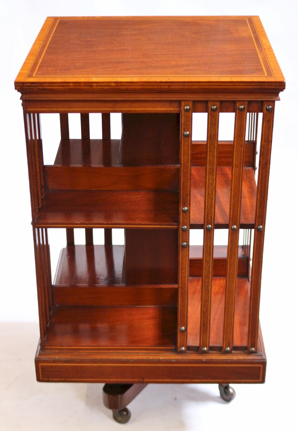 Fine Quality Mahogany Inlaid Revolving Bookcase by Maples View II