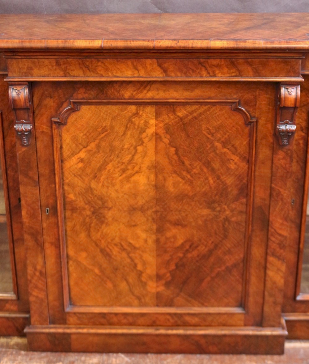 Victorian Figured Walnut 3 Door Breakfront Side Cabinet View VIII