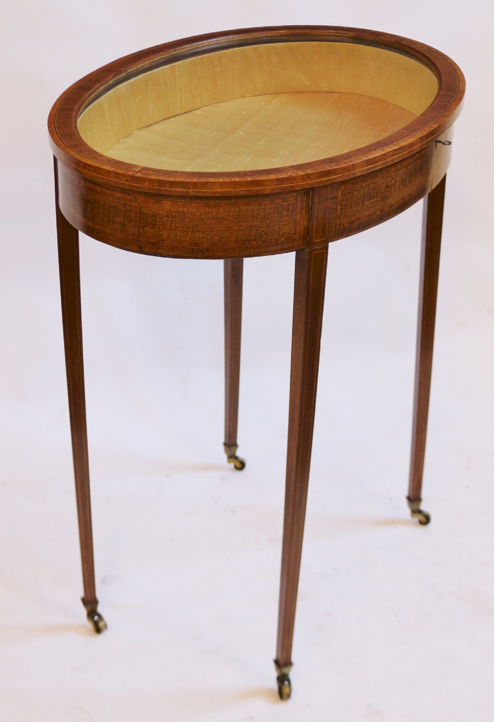 Edwardian Inlaid Feather Mahogany Oval Bijouterie Table View IV