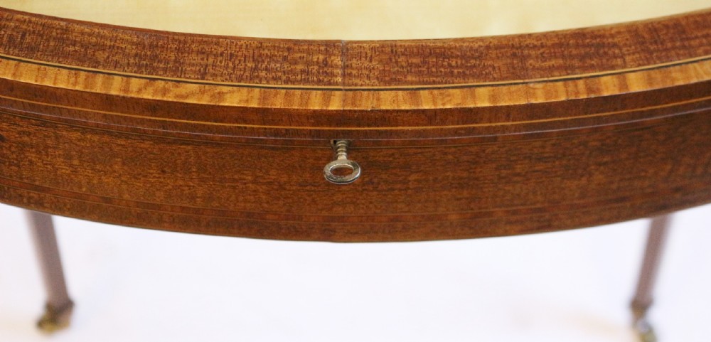 Edwardian Inlaid Feather Mahogany Oval Bijouterie Table View VII