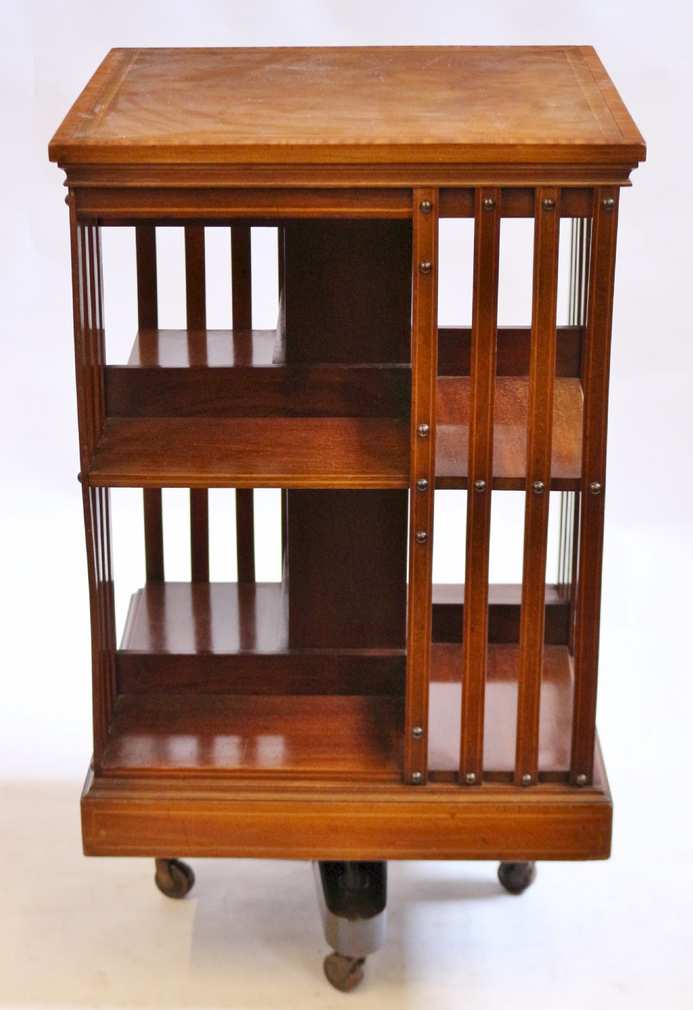 Fine Quality Mahogany Inlaid Revolving Bookcase by Maples