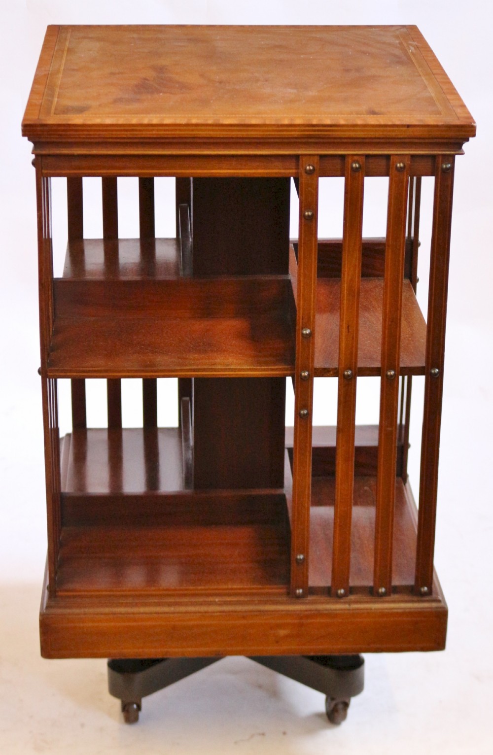Fine Quality Mahogany Inlaid Revolving Bookcase by Maples View II