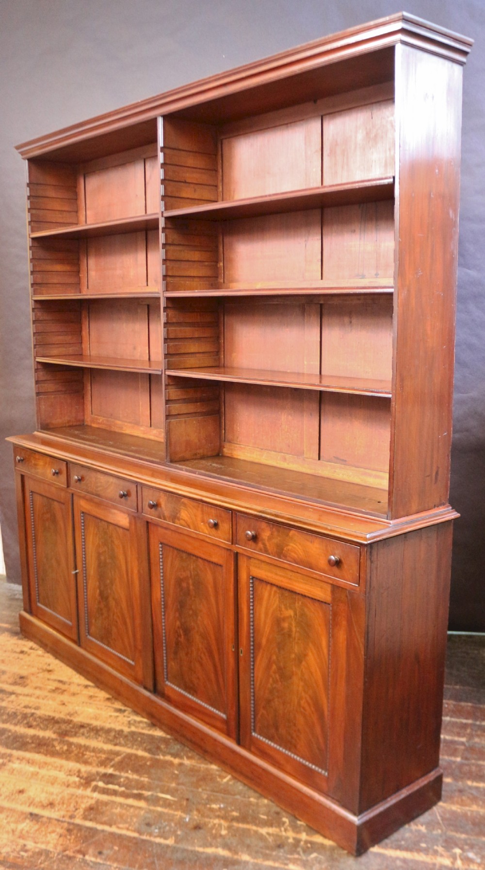 George 1V Mahogany Open Top 4 Door Bookcase View V