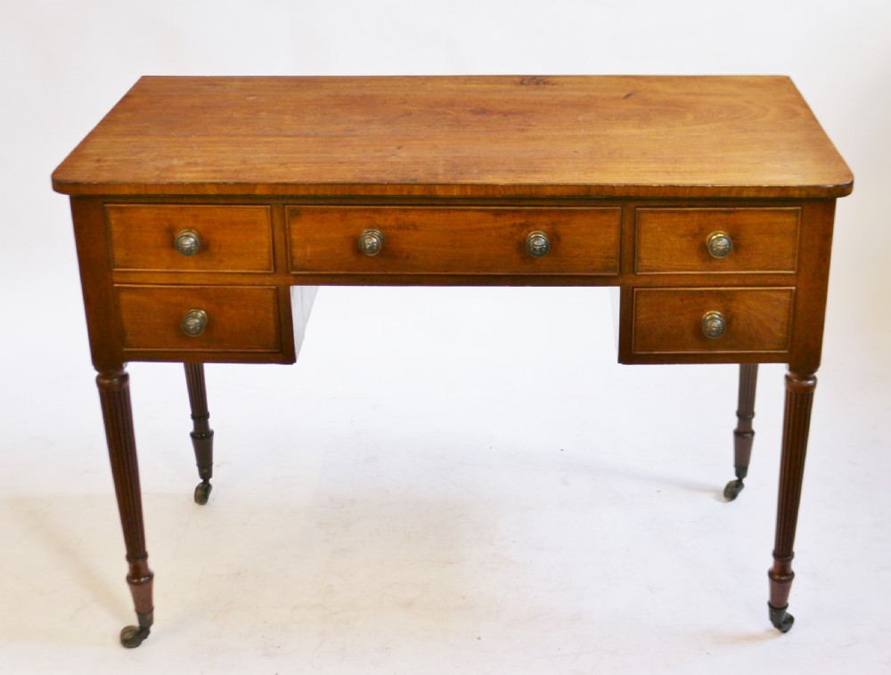 Regency Mahogany 5 Drawer Kneehole Table
