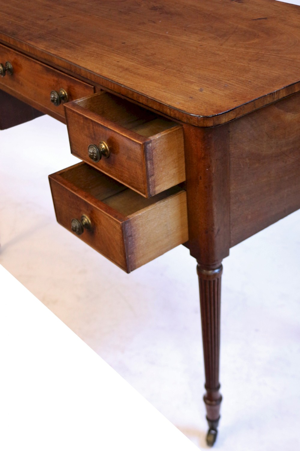Regency Mahogany 5 Drawer Kneehole Table View VI