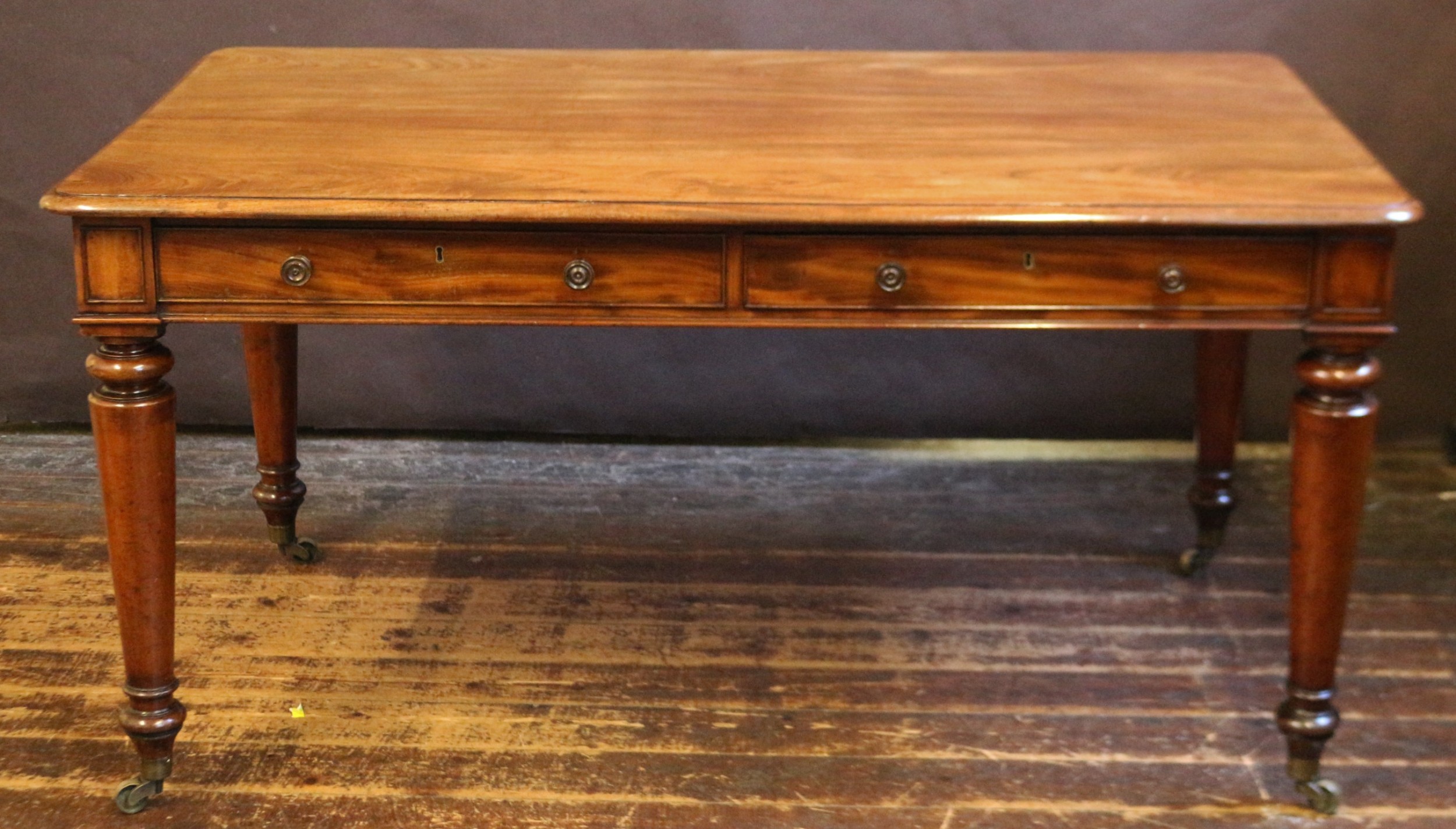 George 1V Mahogany 3 Drawer Writing Table by T. Willson