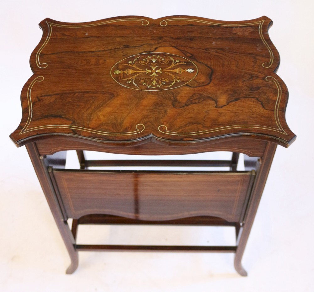 Edwardian Rosewood Inlaid 4 Flap Tea Table View II