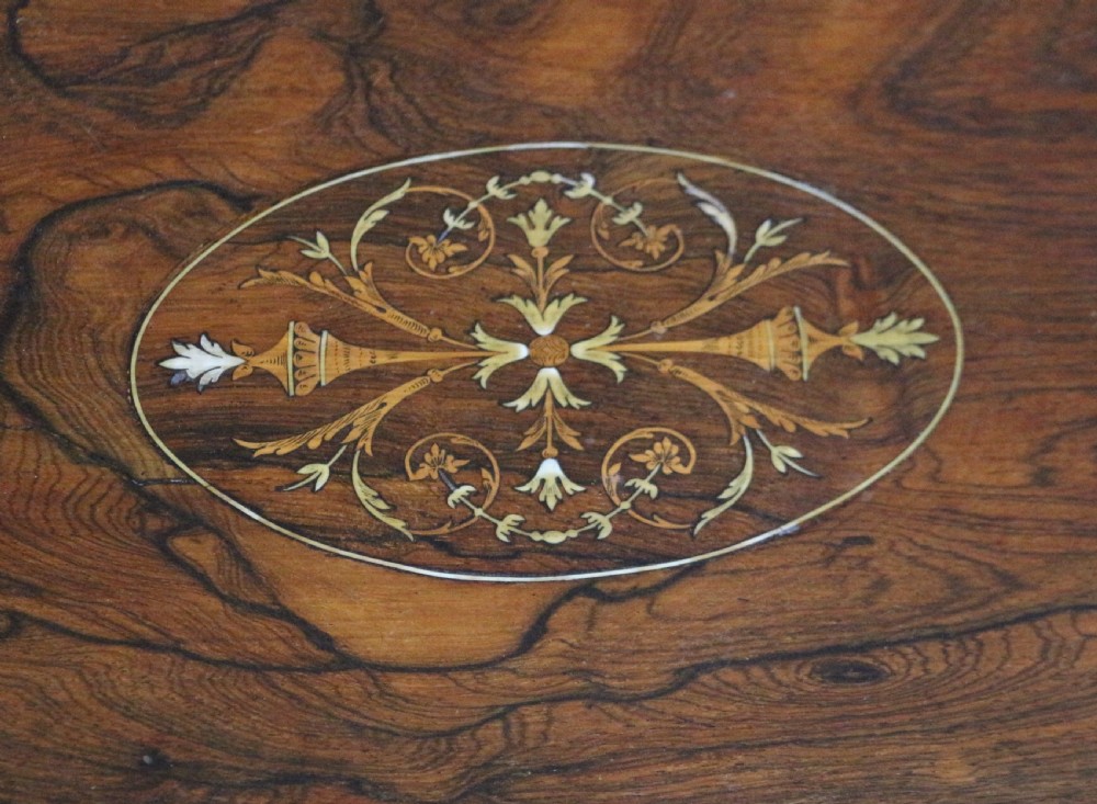 Edwardian Rosewood Inlaid 4 Flap Tea Table View VII