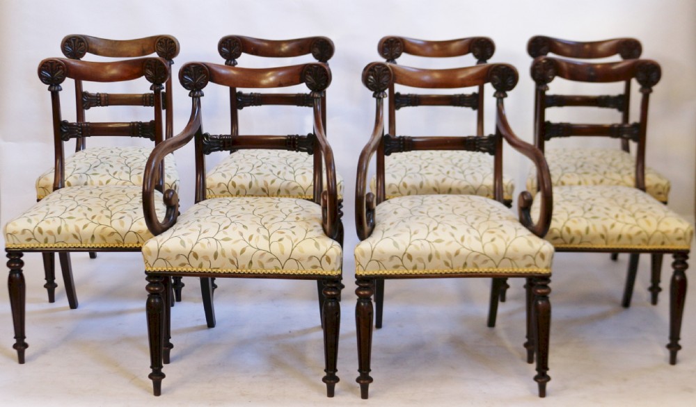Fine Set of 6 & 2 William 1V Mahogany Dining Chairs