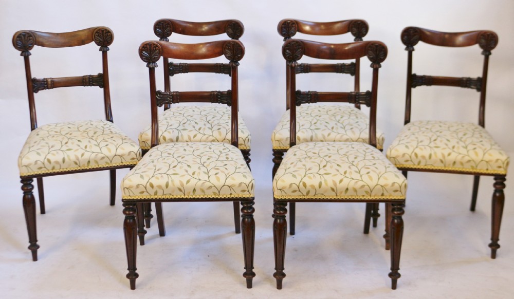 Fine Set of 6 & 2 William 1V Mahogany Dining Chairs View II