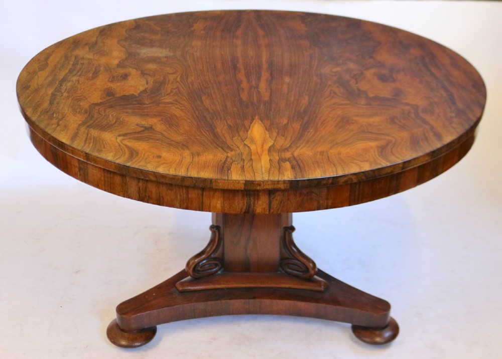 William IV Figured Rosewood Round Pedestal Centre Table
