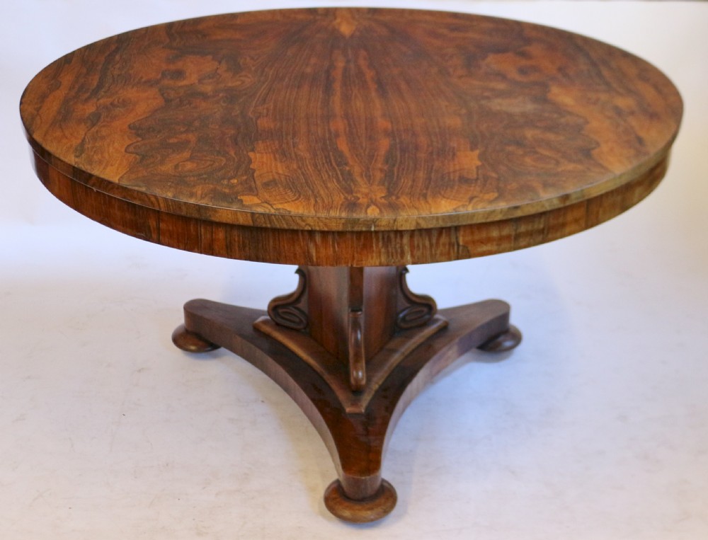 William IV Figured Rosewood Round Pedestal Centre Table View II