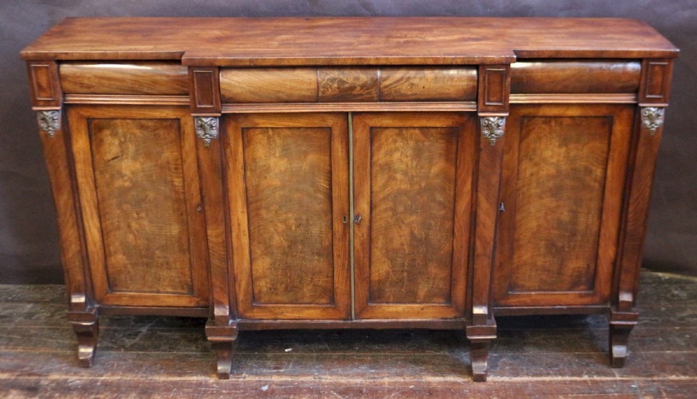 George IV Flared Mahogany 4 Door Breakfront Side Cabinet