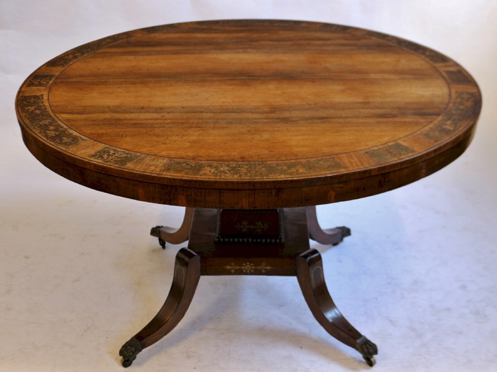 A Fine Regency Rosewood Brass Inlaid Circular Centre Table