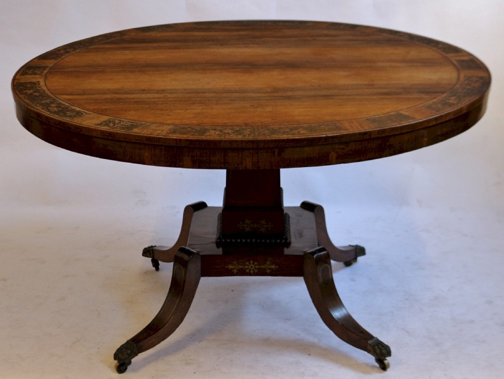 A Fine Regency Rosewood Brass Inlaid Circular Centre Table View II