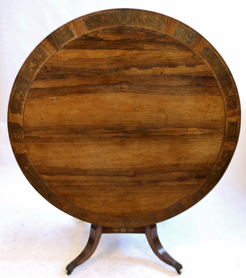 A Fine Regency Rosewood Brass Inlaid Circular Centre Table View IV