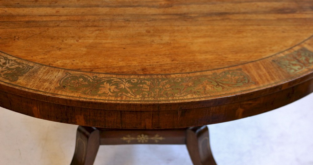 A Fine Regency Rosewood Brass Inlaid Circular Centre Table View VIII