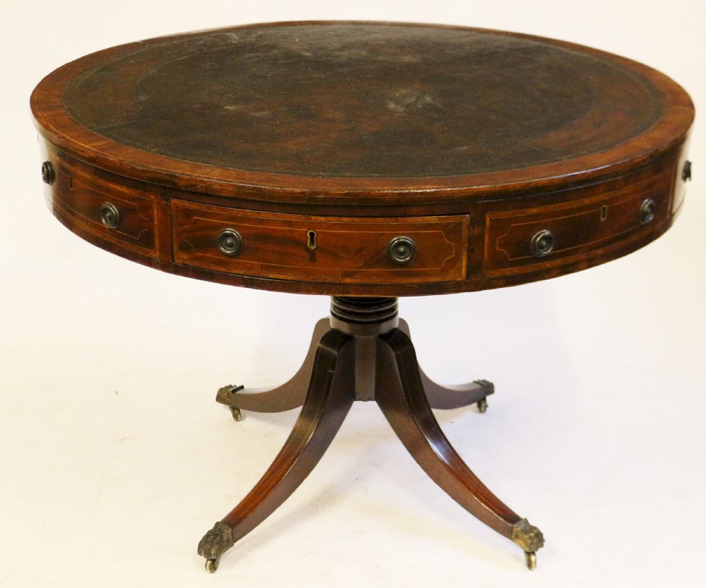 George 111 Mahogany Inlaid Revolving Drum Table