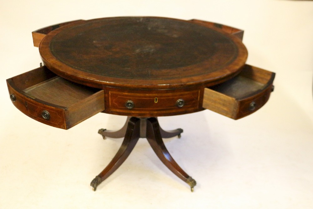 George 111 Mahogany Inlaid Revolving Drum Table View VI