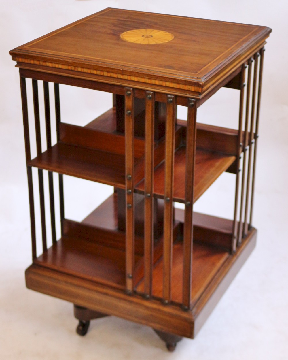 Edwardian Inlaid Mahogany Revolving Bookcase by Maples View II