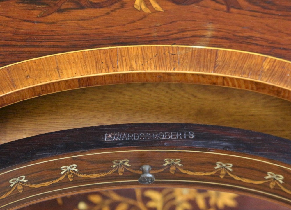 Fine Quality Late 19C Kidney Shaped Rosewood Inlaid 1 Drawer Table View VII