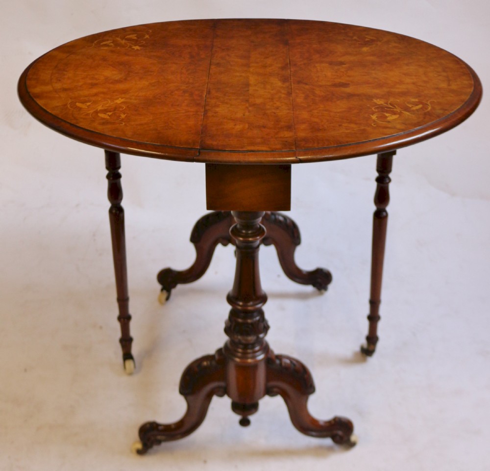Victorian Figured Walnut Inlaid Small Sutherland Table. View II