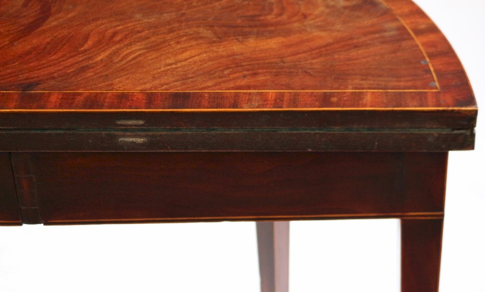 Fine Quality George 111 Mahogany Inlaid Demi Lune Card Table View XIII