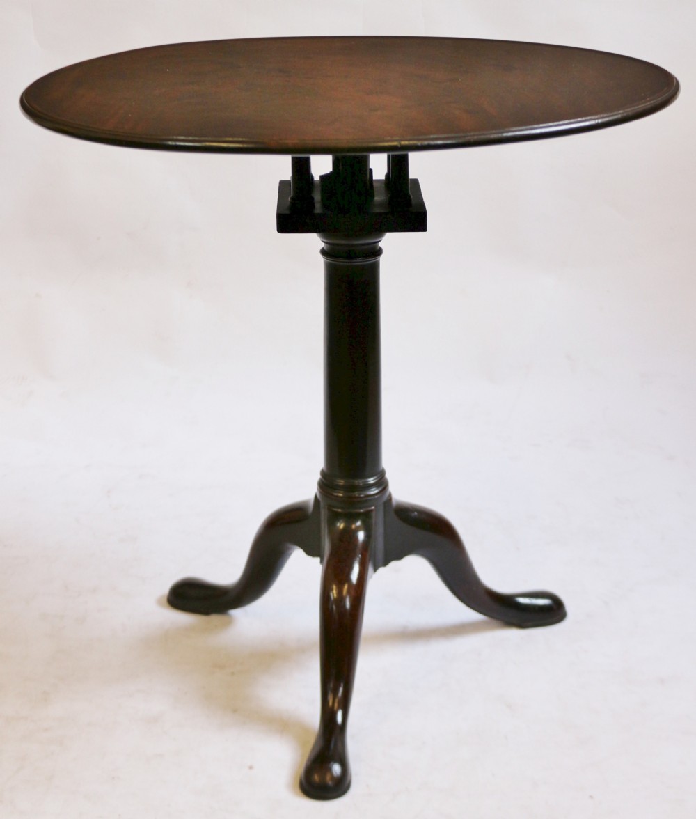 Fine Early George 111 Mahogany Round Birdcage Tripod Table View III