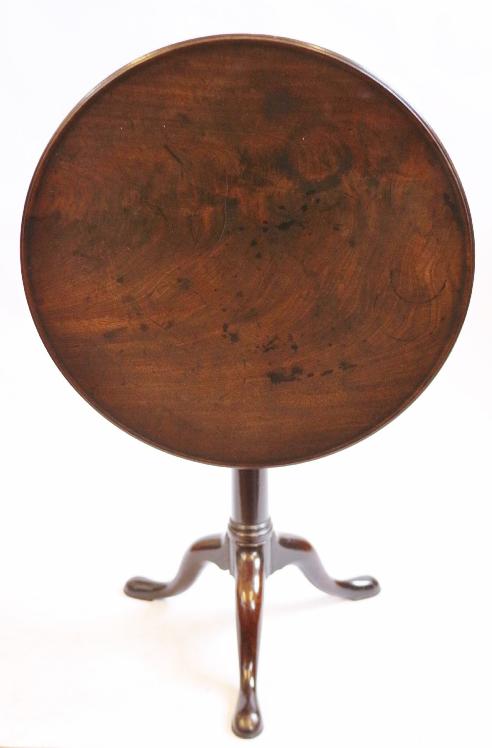 Fine Early George 111 Mahogany Round Birdcage Tripod Table View V