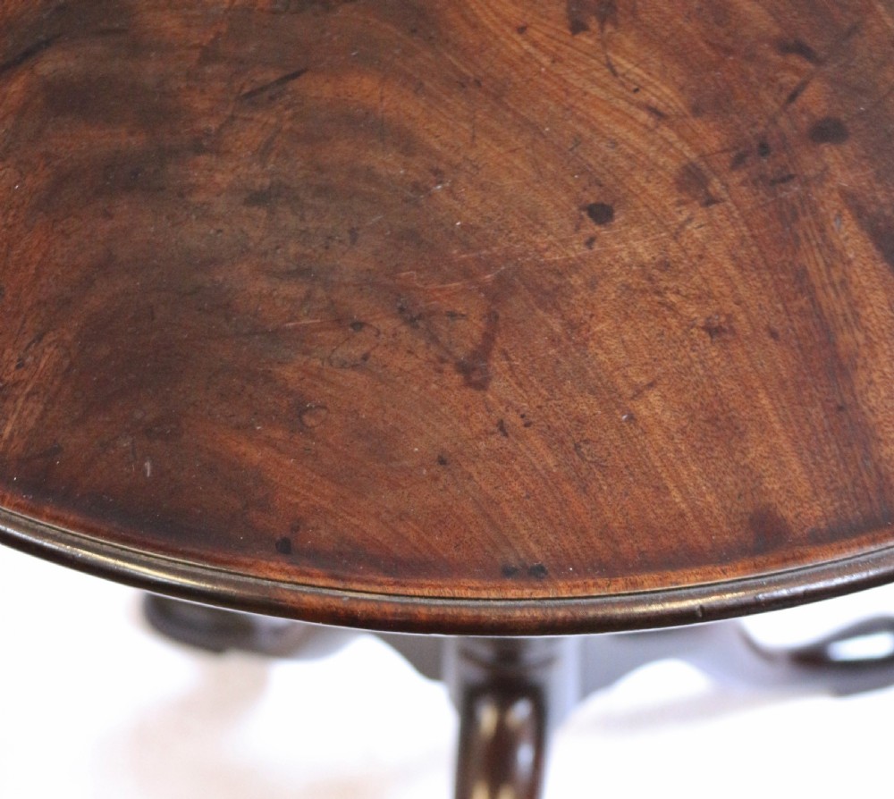 Fine Early George 111 Mahogany Round Birdcage Tripod Table View IX