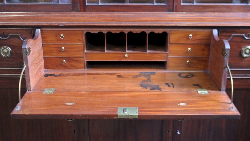Fine George 111 Mahogany 3 Door Secretaire Bookcase View IX