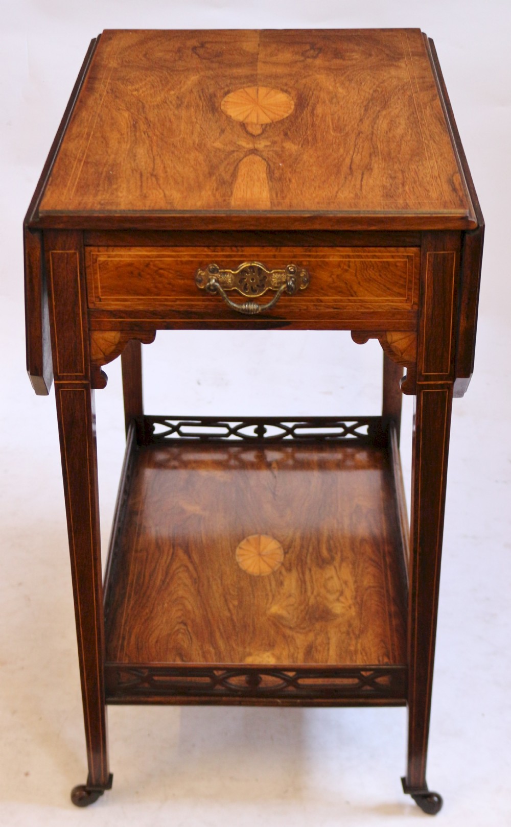 Edwardian Rosewood Inlaid 1 Drawer Sutherland Table