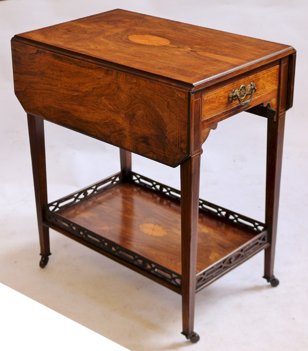 Edwardian Rosewood Inlaid 1 Drawer Sutherland Table View II